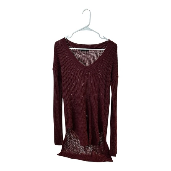 Derek Heart Red Crew Neck Sweater Lightweight Knit - Picture 5 of 9